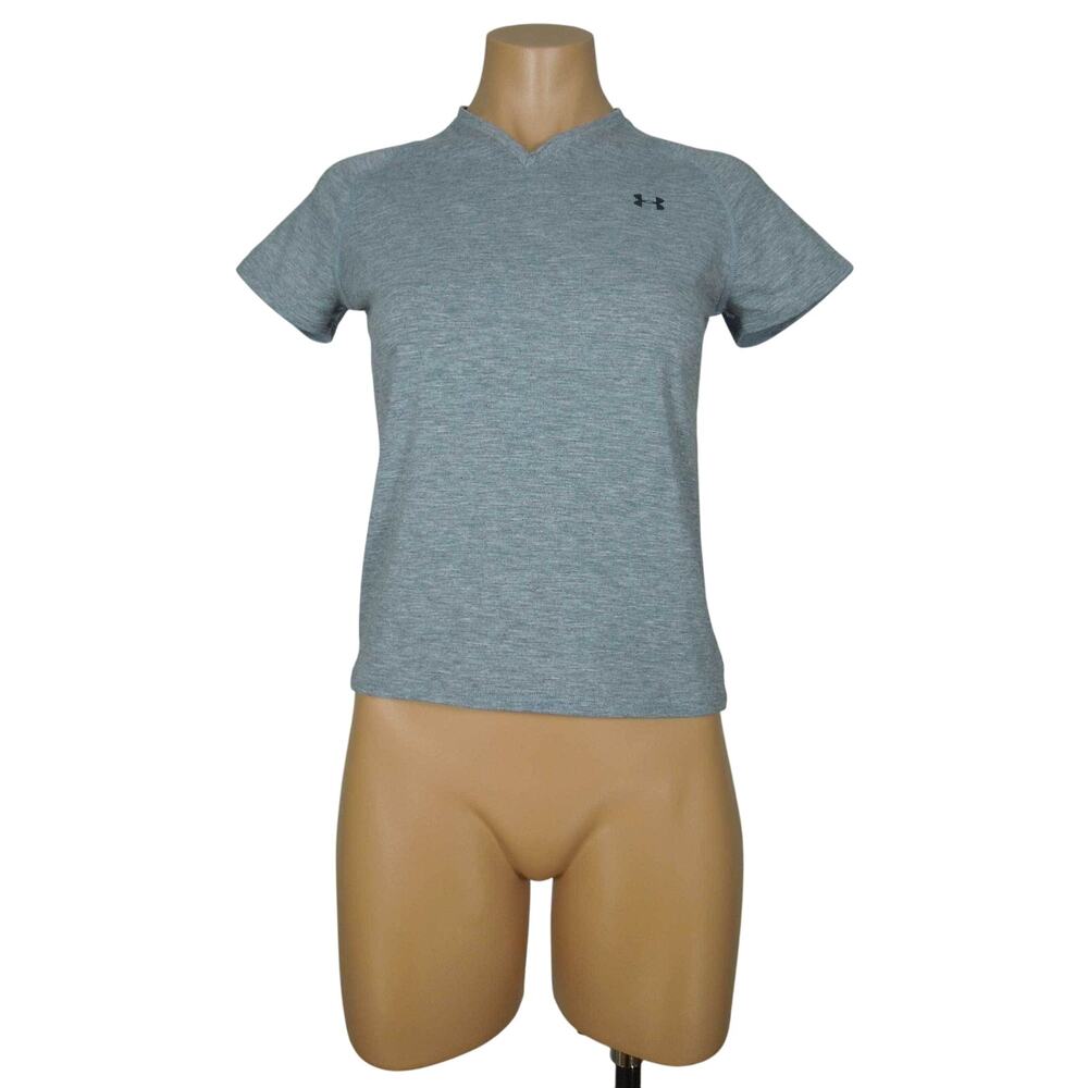 UNDER ARMOUR Shirt S SMALL Juniors Gray V-Neck Active